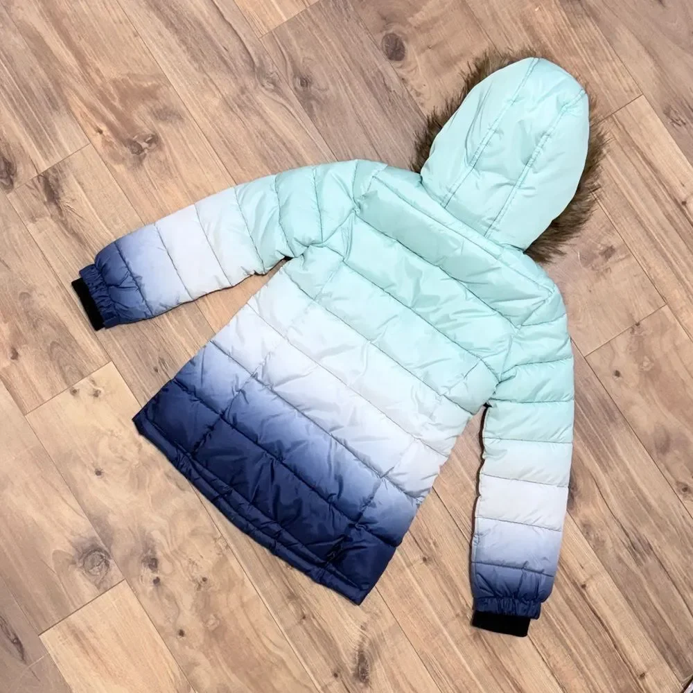 JUSTICE girls winter puffer coat with removable fur lining size 8